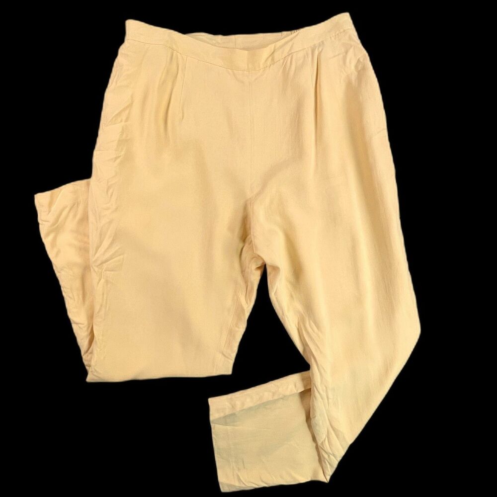 Austin Reed 14W 100% Silk Pants Butter Yellow Quiet Luxury Classic Capsule Plus